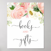 本や贈り物にはピンクの金ゴールドエレガントフローラ ポスター (正面)