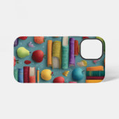 本よくはしゃぐとリンゴのある学校に戻るデザイン iPhoneケース (裏面横)