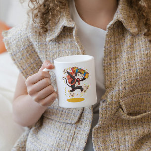 本よくはしゃぐ付きサルおもしろい教育デザイン コーヒーマグカップ
