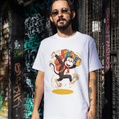 本よくはしゃぐ付きサルおもしろい教育デザイン Tシャツ