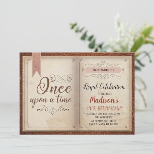 本をテーマにした誕生日パーティーの招待状 招待状 (スタンド正面)