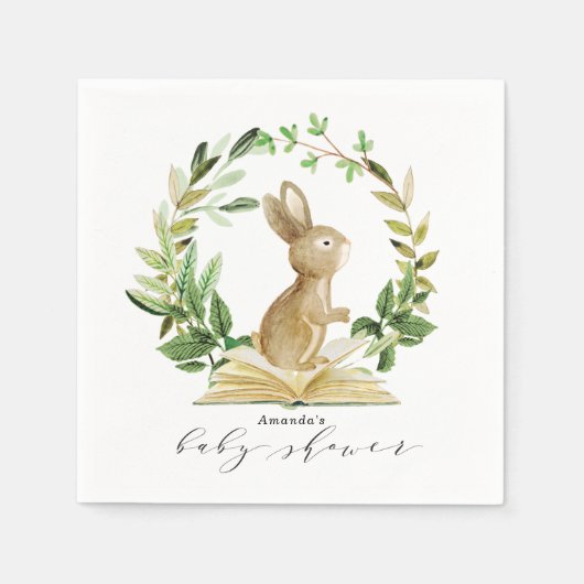 本をテーマにした赤ちゃんシャワーナプキンス春シャワー スタンダードカクテルナプキン (正面)