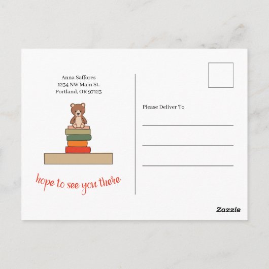 本をテーマにした赤ちゃんシャワー葉書招待状 ポストカード (裏面)