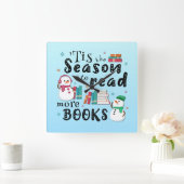 本を増やす季節読だ スクエア壁時計 (ホーム)