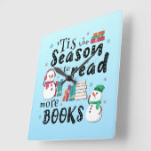 本を増やす季節読だ スクエア壁時計 (傾斜)