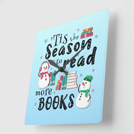 本を増やす季節読だ スクエア壁時計 (傾斜)