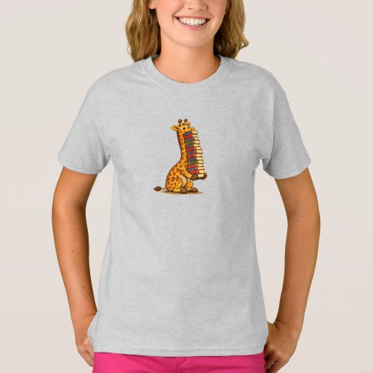 本を愛するキリン Tシャツ (正面)