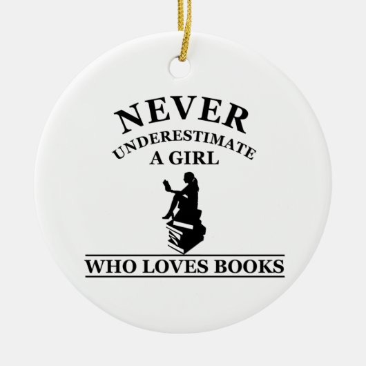 本を愛する女の子を決して過小評価しない セラミックオーナメント (正面)