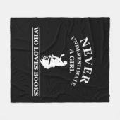 本を愛する女の子を決して過小評価しない フリースブランケット (正面(横))