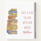 本を愛する本のスタック本恋人の女の子 ノートブック (裏面)