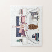 本を愛す読る人のための居心地の良いベッドルームのシーンアートワーク ジグソーパズル (縦)