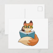 本を抱えたメガネのオタクキツネ ポストカード (正面/裏面)