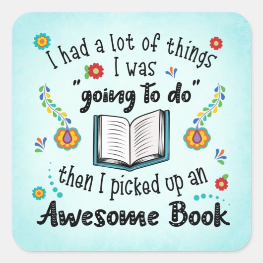 本を拾い上げ素晴らした スクエアシール (正面)