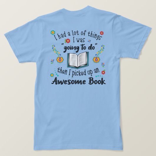 本を拾い上げ素晴らした Tシャツ (デザイン裏面)