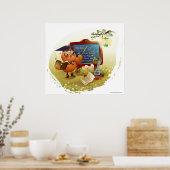 本を持ち黒板教えに載せる鳥 ポスター (キッチン)