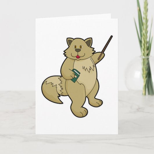 本を持ち、ポインターを使う犬の先生 カード (正面)