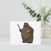 本を持ったポインターのクマの先生 ポストカード (スタンド正面)