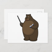 本を持ったポインターのクマの先生 ポストカード (正面/裏面)