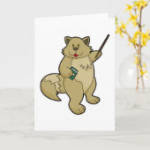 本を持ったポインター付きの教師の犬 カード (黄色い花)