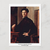 本を持った若者のポートレート ポストカード (正面)