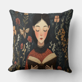 本を持った静かな瞬間 クッション