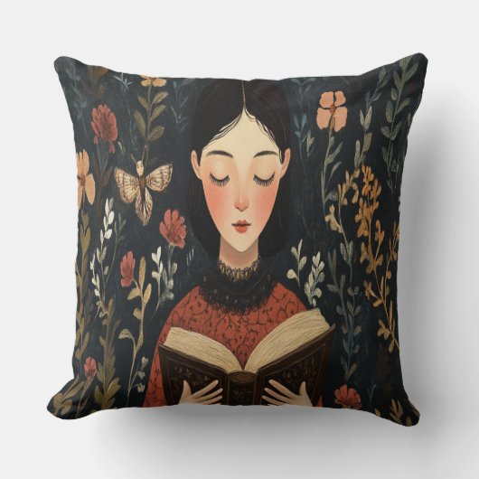 本を持った静かな瞬間 クッション (正面)