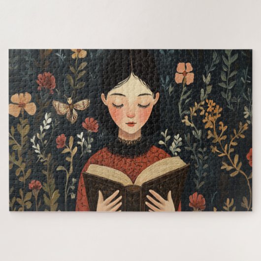 本を持った静かな瞬間 ジグソーパズル (横)