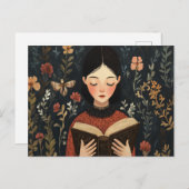 本を持った静かな瞬間 ポストカード (正面/裏面)