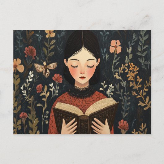 本を持った静かな瞬間 ポストカード (正面)