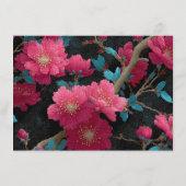本を持ってきた赤ちゃん女の子と子犬 赤い花 エンクロージャーカード (裏面)