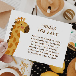 本を持ってベビー。かわいいサファリのキリン エンクロージャーカード