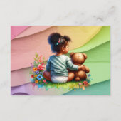 本を持ってベビー |女の子の赤ちゃんシャワー エンクロージャーカード (裏面)