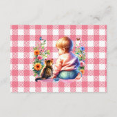 本を持ってベビー |女の子の赤ちゃんシャワー エンクロージャーカード (裏面)