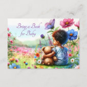 本を持ってベビー |女の子の赤ちゃんシャワー エンクロージャーカード (裏面)