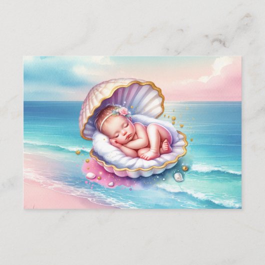 本を持ってベビー |女の子の赤ちゃんシャワー エンクロージャーカード (裏面)