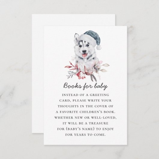 本を持ってベビー。水彩冬の動物 エンクロージャーカード (正面/裏面)