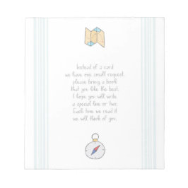 本を持って招待状カードアドベンチャーベビーシャワー ノートパッド