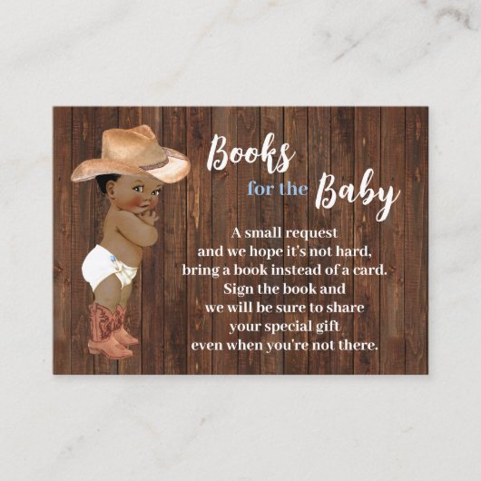 本を持って来る小さなオウムカウボーイ赤ちゃんシャワー プレイスカード (正面)