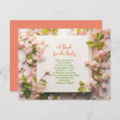 本を持って来る桃のバラピンクの赤ちゃんシャワーカード 招待状 (正面/裏面)