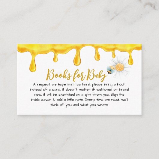本を持って来る赤ちゃん女の子シャワー蜂蜜 エンクロージャーカード (正面)