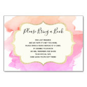 本を持って来る – 水彩ピンクの女の子ベビーシャワー テーブルナンバー (正面)