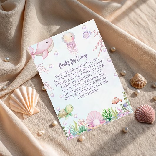 本を持って来る – 真珠の赤ちゃんシャワー海の下 エンクロージャーカード