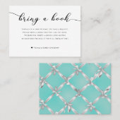 本を持って赤ちゃんシャワー囲いターコイズ白 名刺 (正面/裏面)
