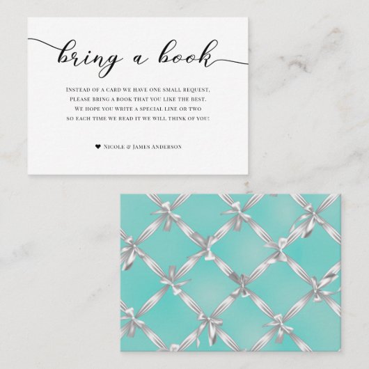 本を持って赤ちゃんシャワー囲いターコイズ白 名刺 (正面/裏面)