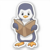 本を持つオタクペンギン シール (正面)