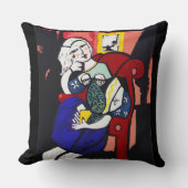 本を持つノラの女の子によるピカソ クッション (正面)