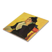 『本を持つマダム・ジヌー』(Vincent van Gogh作) タイル (側面)