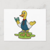 本を持つ先生としてのダック ポストカード (正面)