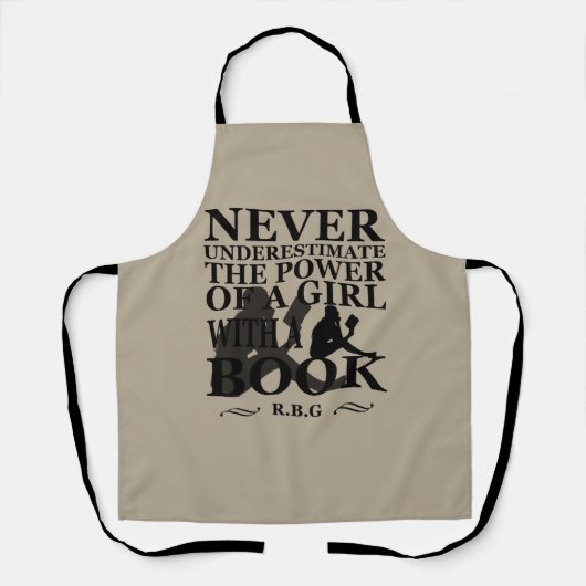 本を持つ女の子の力を決して過小評価しない エプロン (正面)