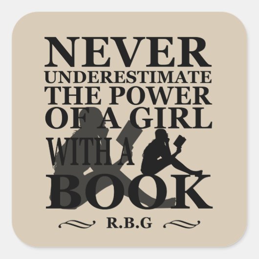 本を持つ女の子の力を決して過小評価しない スクエアシール (正面)
